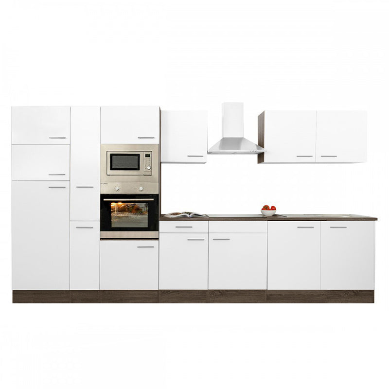 Yorki 360 konyhabútor yorki tölgy korpusz,selyemfényű fehér fronttal