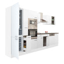 Yorki 370 konyhabútor fehér korpusz,selyemfényű fehér fronttal alulfagyasztós hűtős szekrénnyel