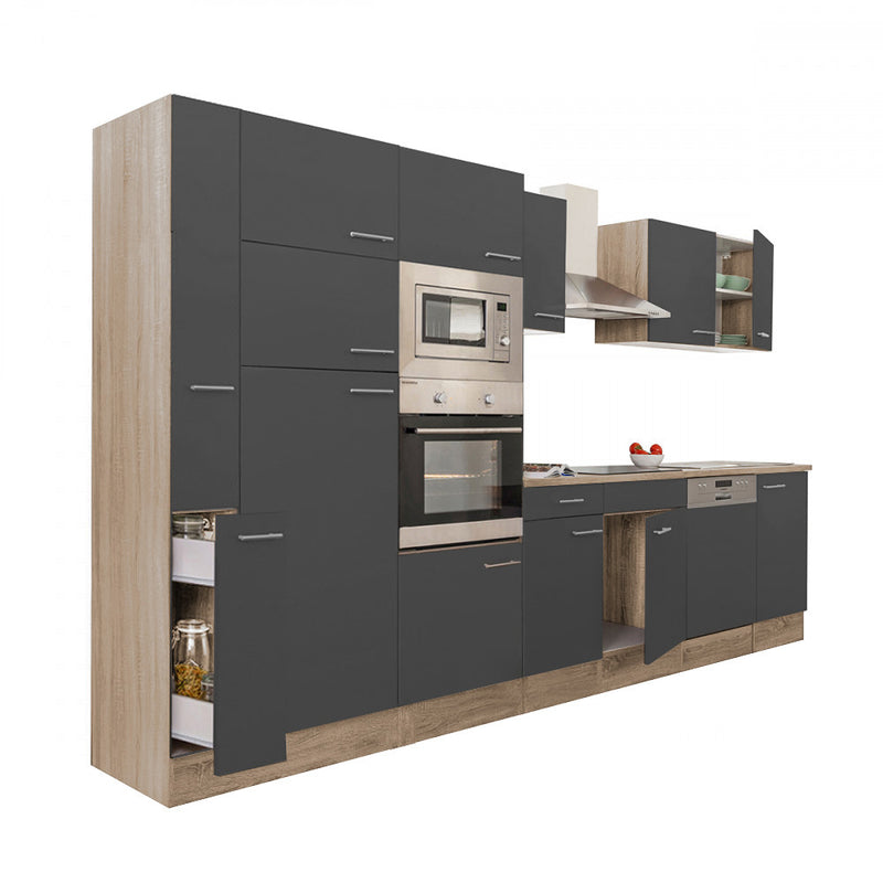 Yorki 370 konyhabútor sonoma tölgy korpusz,selyemfényű antracit fronttal