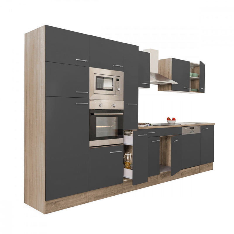 Yorki 370 konyhabútor sonoma tölgy korpusz,selyemfényű antracit fronttal