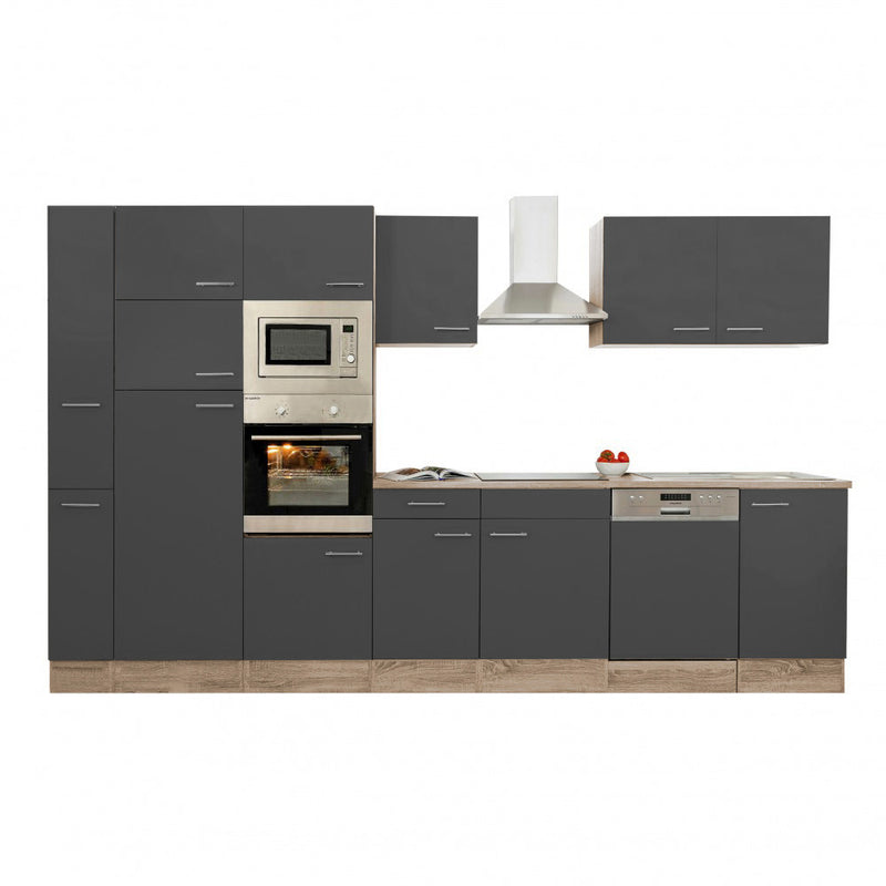 Yorki 370 konyhabútor sonoma tölgy korpusz,selyemfényű antracit fronttal