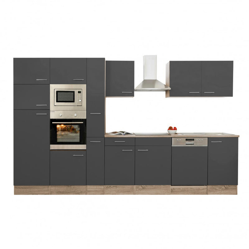 Yorki 370 konyhabútor sonoma tölgy korpusz,selyemfényű antracit fronttal