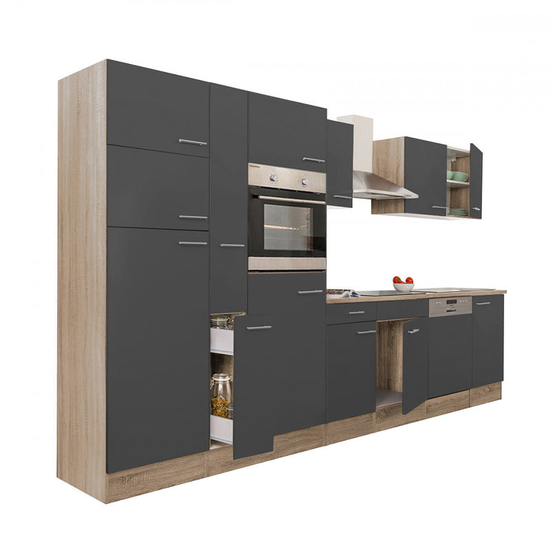 Yorki 370 konyhabútor sonoma tölgy korpusz,selyemfényű antracit fronttal