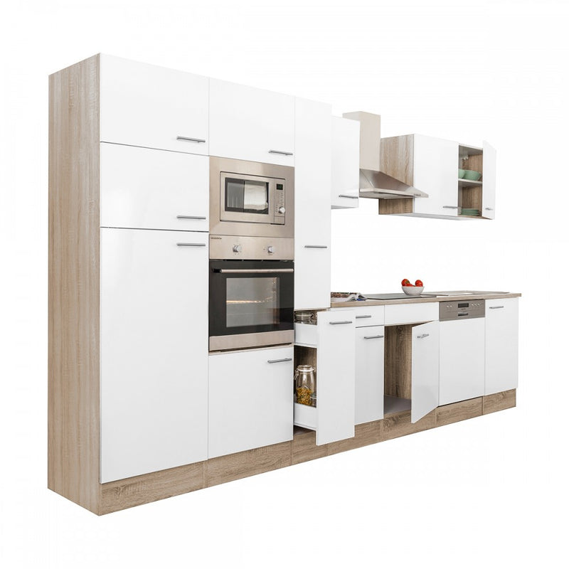 Yorki 370 konyhabútor sonoma tölgy korpusz,selyemfényű fehér fronttal