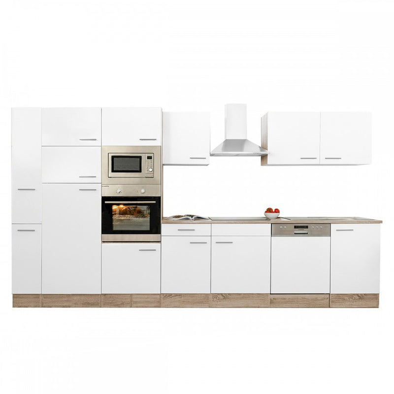 Yorki 370 konyhabútor sonoma tölgy korpusz,selyemfényű fehér fronttal