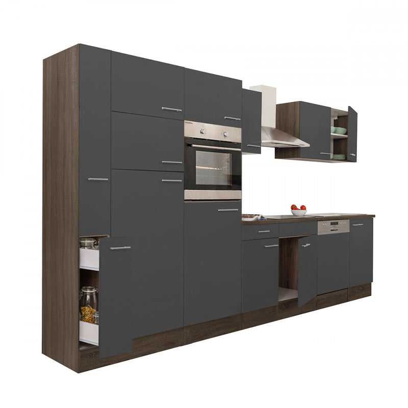 Yorki 370 konyhabútor yorki tölgy korpusz,selyemfényű antracit fronttal