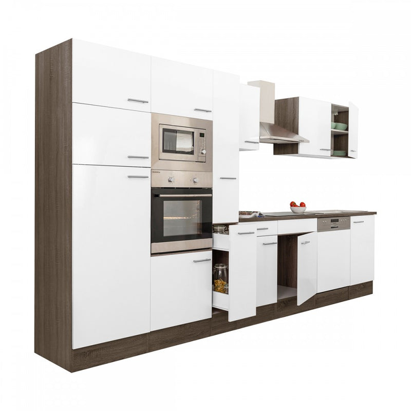 Yorki 370 konyhabútor yorki tölgy korpusz,selyemfényű fehér fronttal