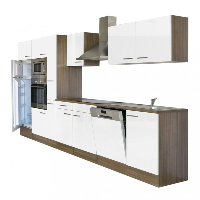 Yorki 370 konyhabútor yorki tölgy korpusz,selyemfényű fehér fronttal