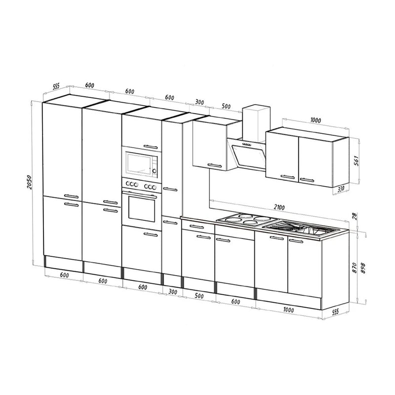 Yorki 420 konyhabútor fehér korpusz,selyemfényű antracit fronttal alulfagyasztós hűtős szekrénnyel