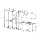 Yorki 420 konyhabútor yorki tölgy korpusz,selyemfényű fehér fronttal alulfagyasztós hűtős szekrénnyel