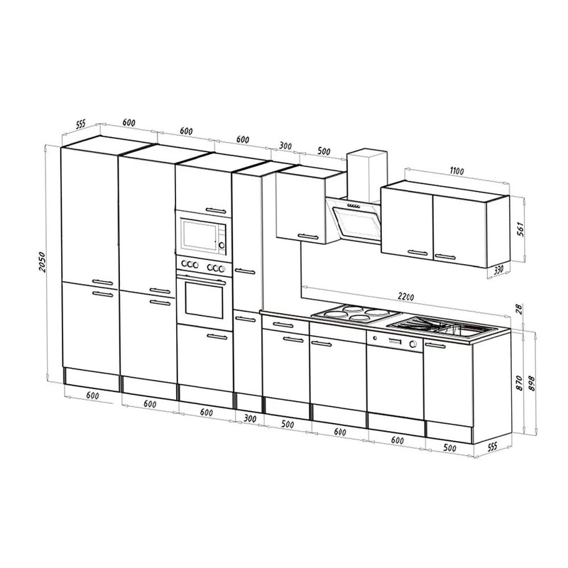 Yorki 430 konyhabútor fehér korpusz,selyemfényű fehér fronttal alulfagyasztós hűtős szekrénnyel