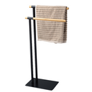 Törölközőtartó, fekete fém/bambusz, LABAN