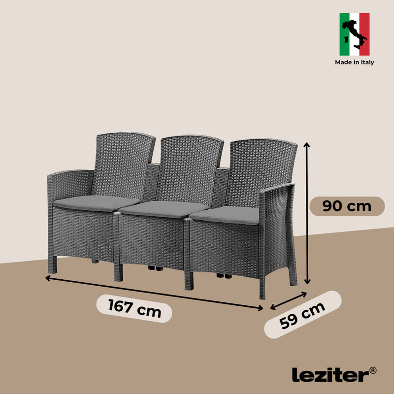 Lima 3 üléses kerti kanapé grafit