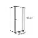 Flexi sarokba szerelhető aszimmetrikus zuhanykabin 80x90 cm zuhanytálca nélkül fekete