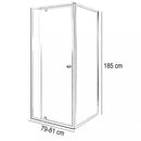 Flexi sarokba szerelhető aszimmetrikus zuhanykabin 80x90 cm zuhanytálca nélkül