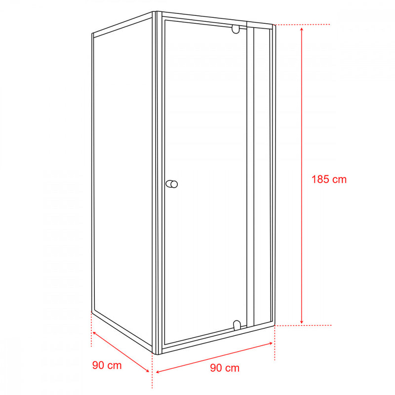 Flexi sarokba szerelhető szögletes zuhanykabin 90x90 cm zuhanytálca nélkül