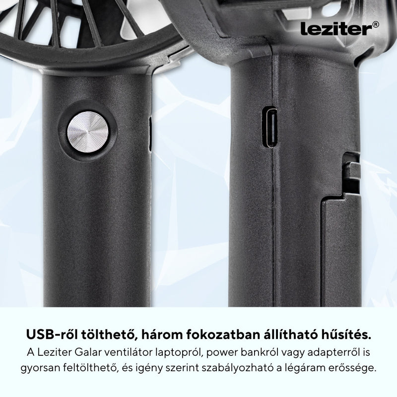 Galar kézi hordozható usb ventilátor tartóval 4 W 1200 mAh fekete