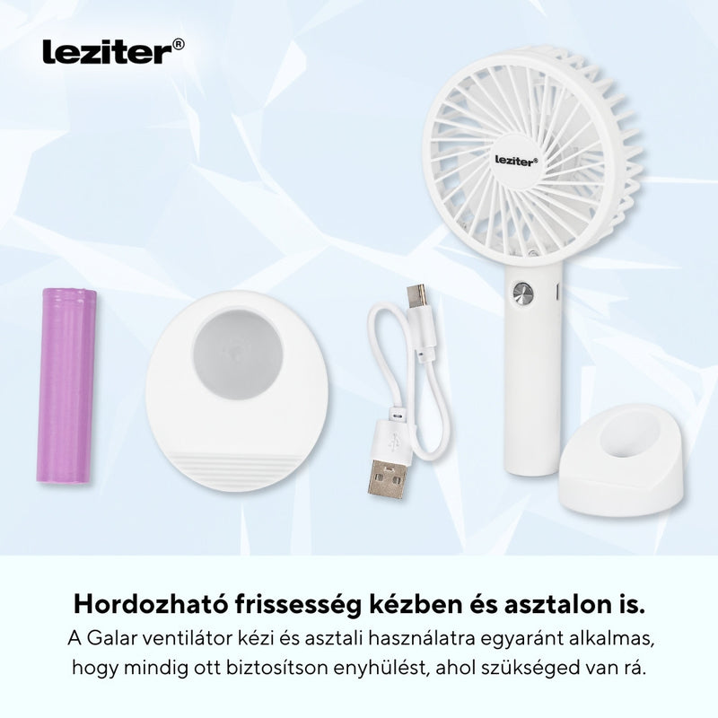 Galar kézi hordozható usb ventilátor tartóval 4 W 1200 mAh fehér
