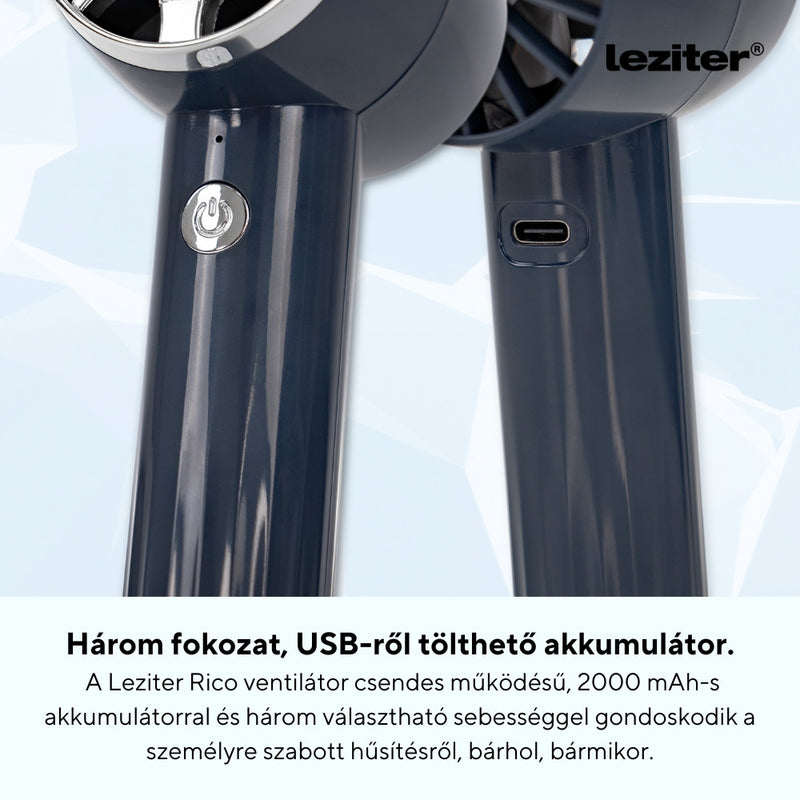 Rico kézi hordozható usb ventilátor 5 W 2000 mAh fekete