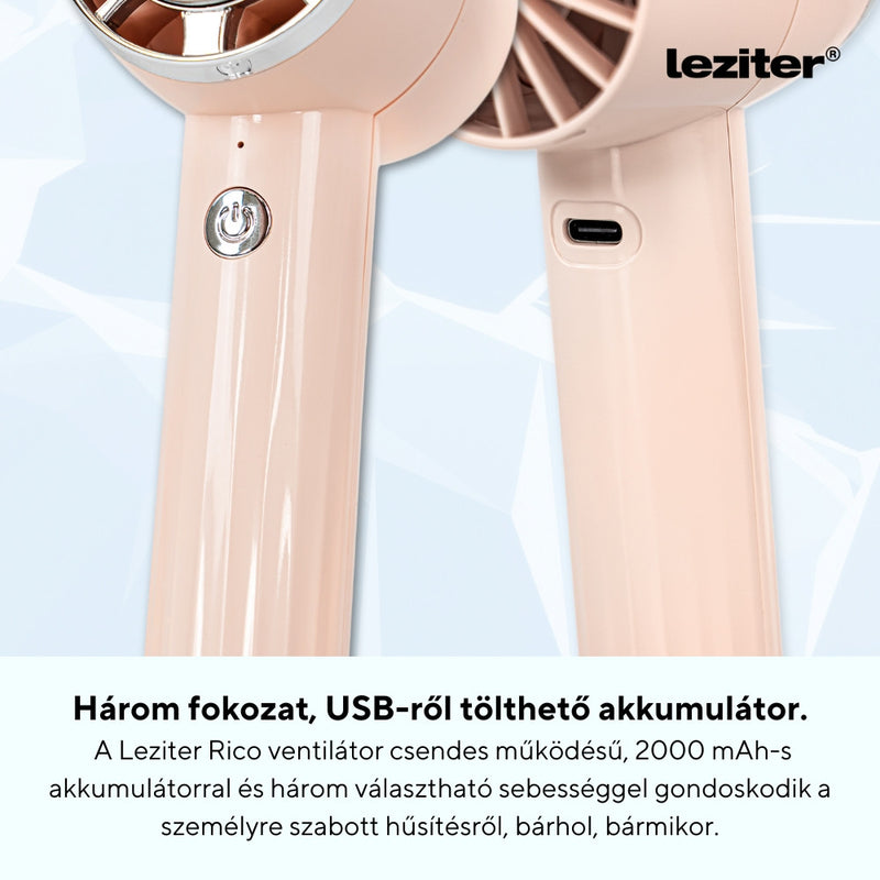 Rico kézi hordozható usb ventilátor 5 W 2000 mAh rózsaszín