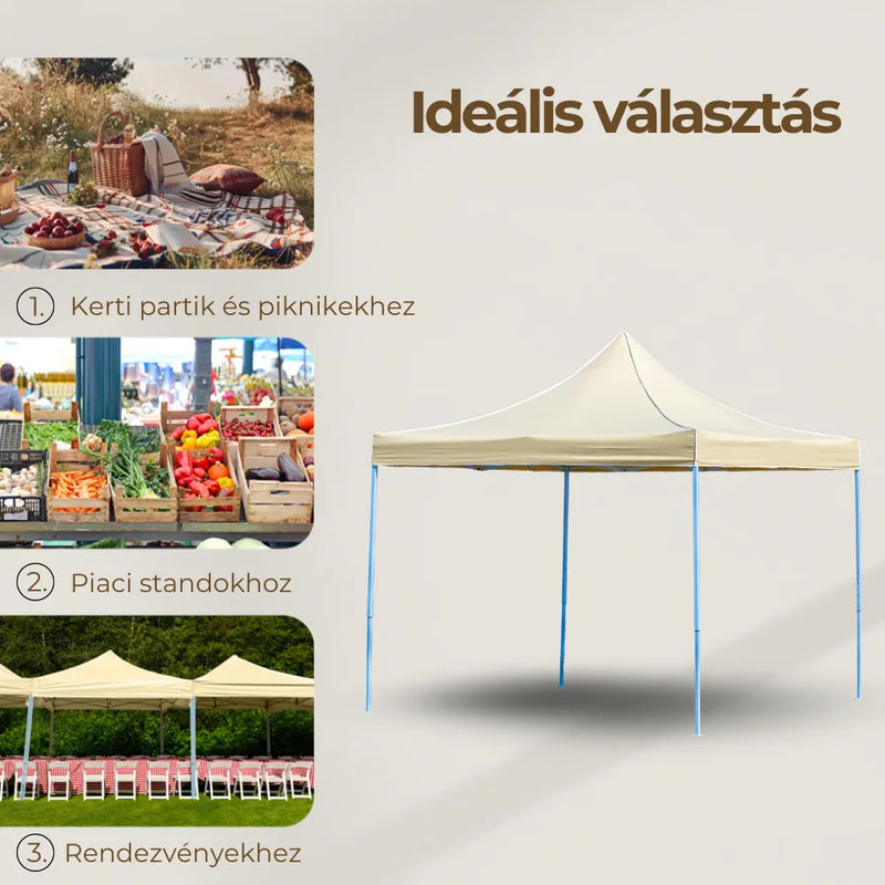 Összecsukható kerti pavilon 3x3 m bézs