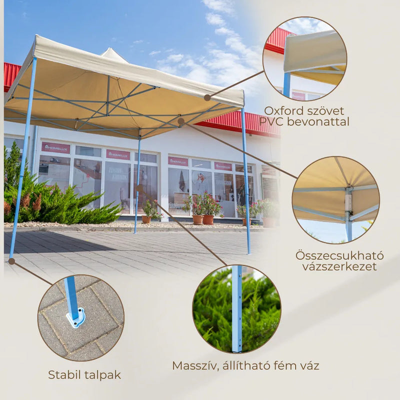 Összecsukható kerti pavilon 3x3 m bézs