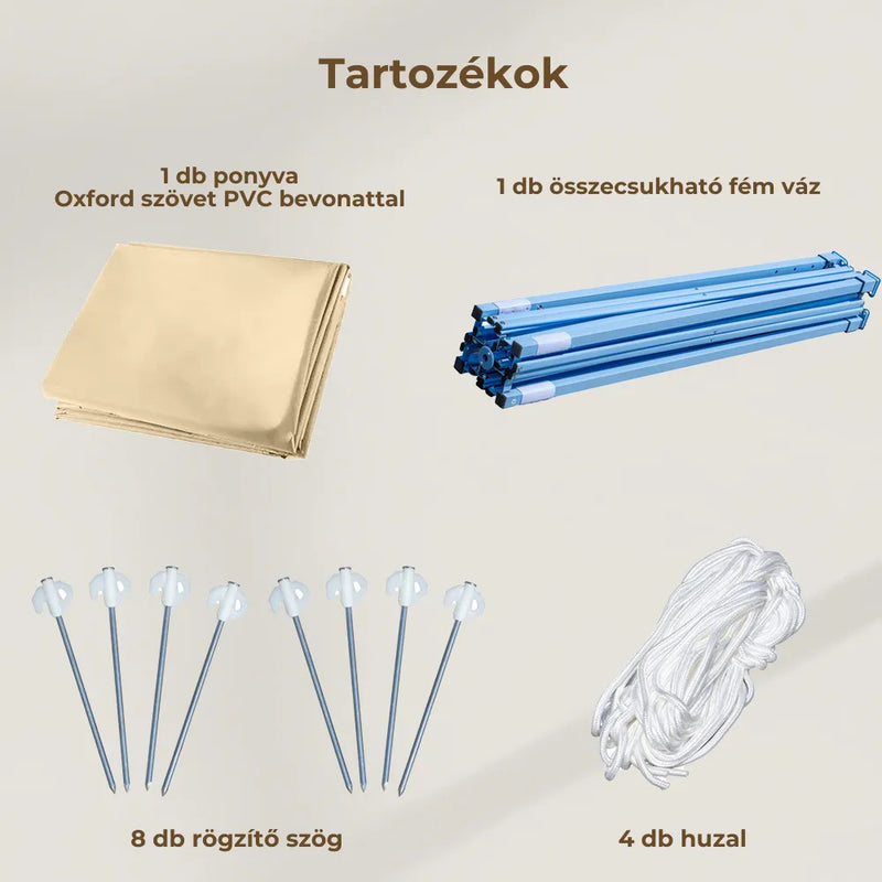 Összecsukható kerti pavilon 3x3 m bézs