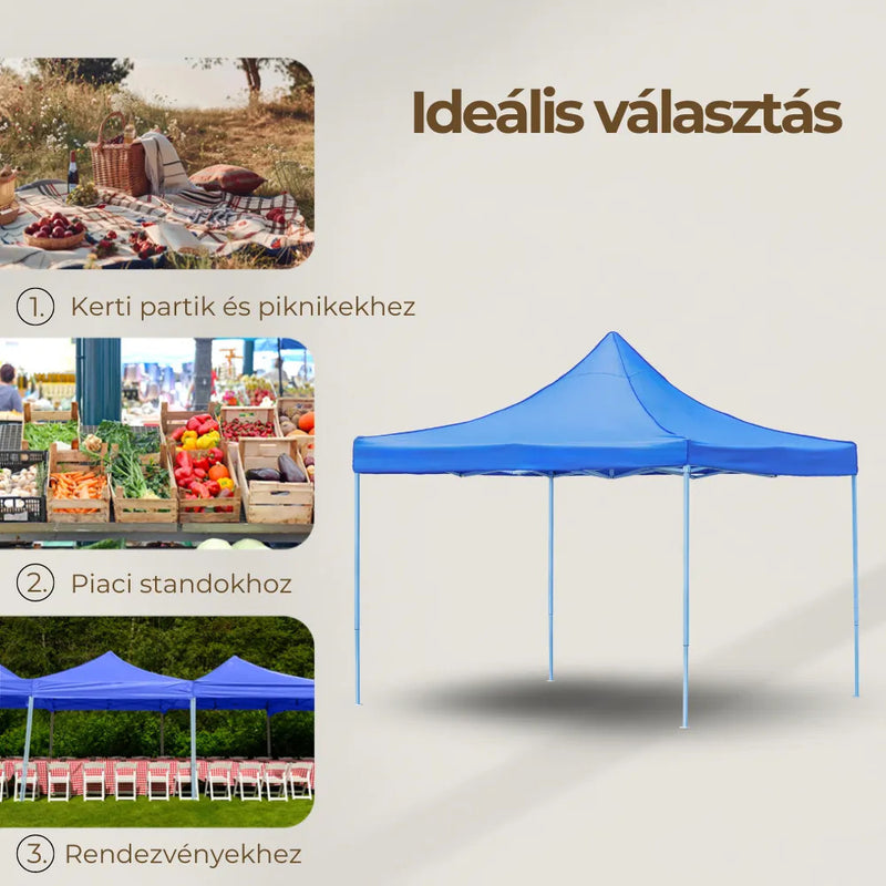 Összecsukható kerti pavilon 3x3 m kék