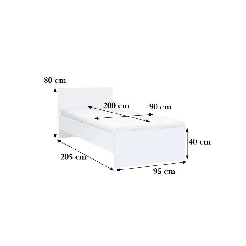 Miami egyszemélyes ágy 90x200 cm fehér-fehér