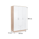 Miami gardróbszekrény 120x205 cm fehér-sonoma tölgy