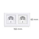Nova földelt csatlakozóaljzat kettős dugalj 16A 250V fehér kerettel