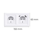 Nova földelt csatlakozóaljzat dugalj 16A 250V USB csatlakozóval fehér kerettel