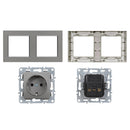 Nova földelt csatlakozóaljzat kettős dugalj 16A 250V szürke kerettel