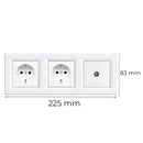 Nova III kettő földelt csatlakozóaljzat dugalj TV csatlakozóval fehér kerettel