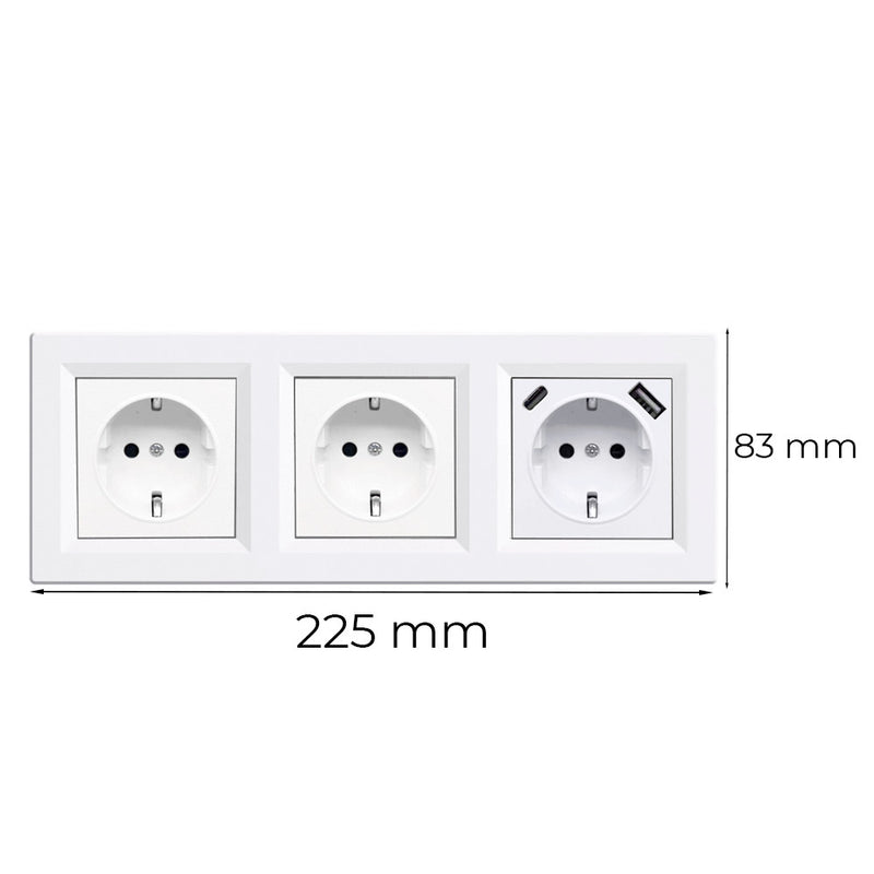 Nova III kettő földelt csatlakozóaljzat dugalj USB csatlakozóval fehér kerettel