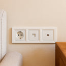 Nova földelt csatlakozóaljzat dugalj, UTP, TV csatlakozóval fehér kerettel