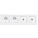 Nova IV kettő földelt csatlakozóaljzat dugalj kettő TV csatlakozóval fehér kerettel