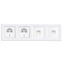 Nova IV kettő földelt csatlakozóaljzat dugalj kettő UTP csatlakozóval fehér kerettel