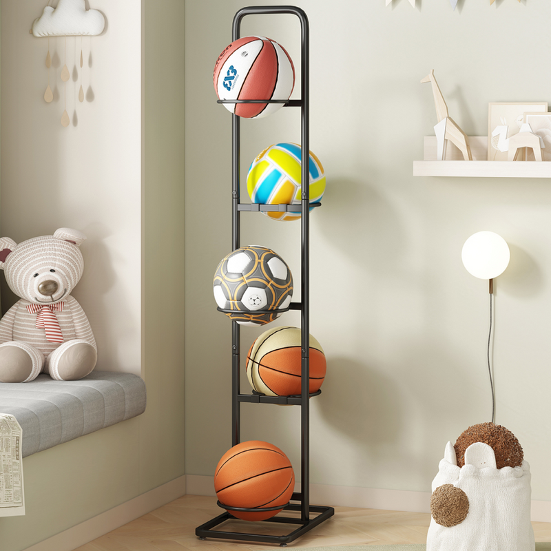 Labdatartó állvány, fekete, fém, LOBY