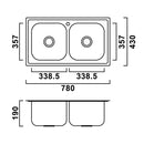 Nago szögletes két medencés rozsdamentes mosogató