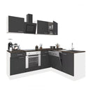 Yorki 220 sarok konyhabútor fehér korpusz,selyemfényű antracit fronttal alsó sütős elemmel