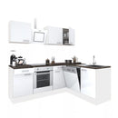 Yorki 220 sarok konyhabútor fehér korpusz,selyemfényű fehér fronttal alsó sütős elemmel