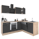 Yorki 220 sarok konyhabútor sonoma tölgy korpusz,selyemfényű antracit fronttal alsó sütős elemmel