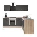 Yorki 220 sarok konyhabútor sonoma tölgy korpusz,selyemfényű antracit fronttal alsó sütős elemmel