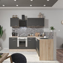 Yorki 220 sarok konyhabútor sonoma tölgy korpusz,selyemfényű antracit fronttal alsó sütős elemmel