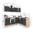 Yorki 220 sarok konyhabútor sonoma tölgy korpusz,selyemfényű antracit fronttal alsó sütős elemmel