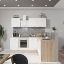 Yorki 220 sarok konyhabútor sonoma tölgy korpusz,selyemfényű fehér fronttal alsó sütős elemmel