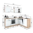 Yorki 220 sarok konyhabútor sonoma tölgy korpusz,selyemfényű fehér fronttal alsó sütős elemmel