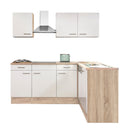 Yorki 220 sarok konyhabútor sonoma tölgy korpusz,selyemfényű fehér fronttal