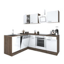 Yorki 220 sarok konyhabútor yorki tölgy korpusz,selyemfényű fehér fronttal alsó sütős elemmel